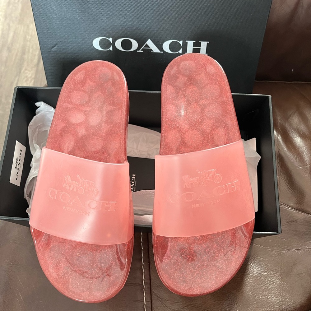 Coach pink ulyssa rubber slides